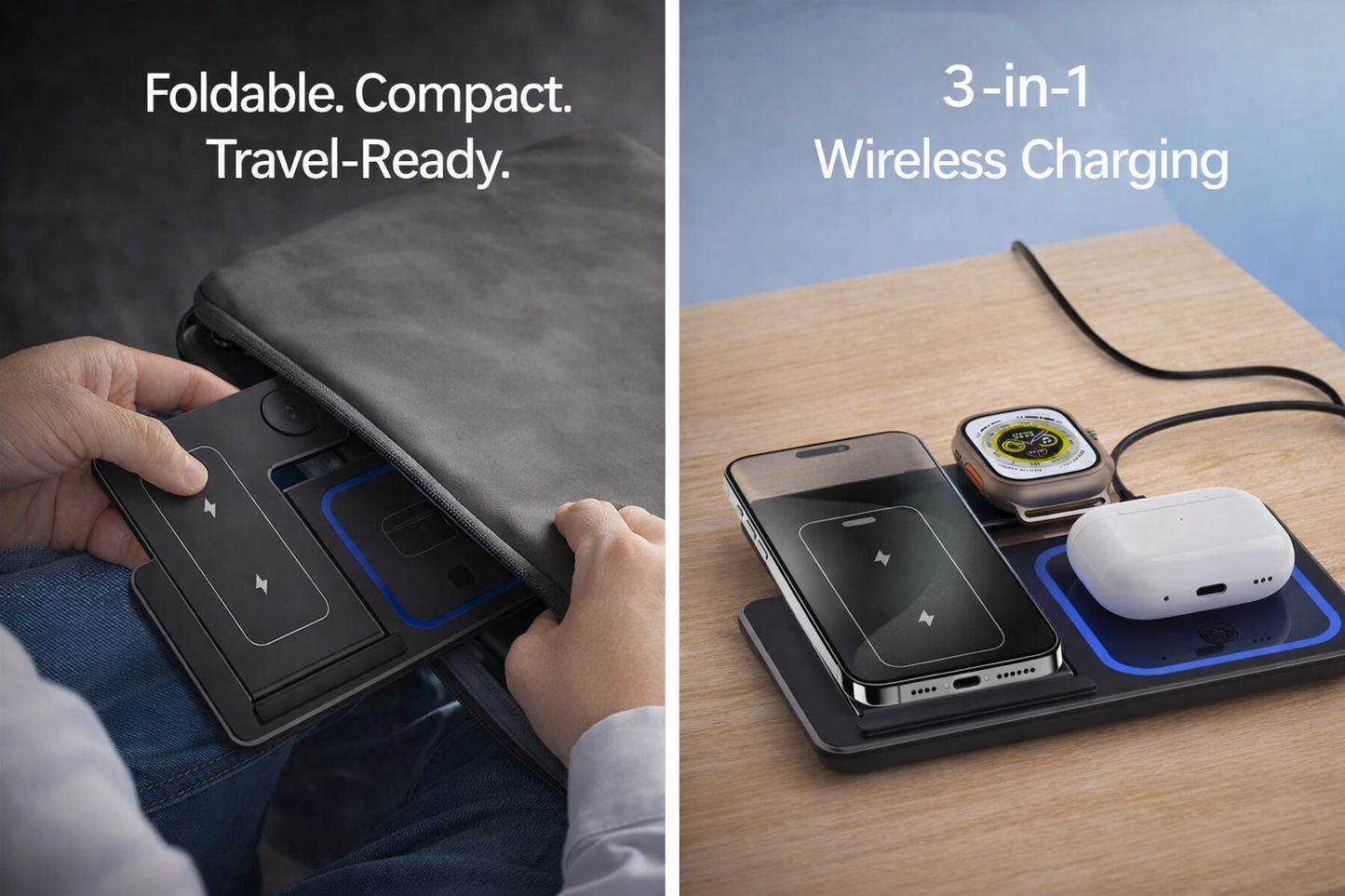 65W GaN Fast Charger – Dual USB-C + USB-A Power Adapter